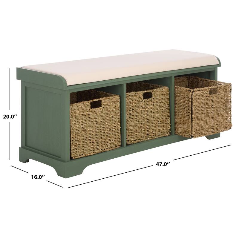 SAFAVIEH Eola Grey/ White Storage Bench - 47" x 16.1" x 19.9" - 47"W x 16"D x 20"H