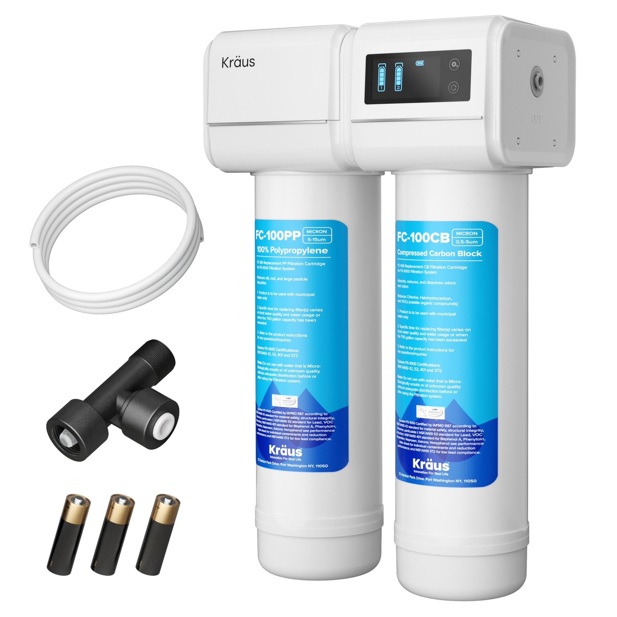 iSpring WGB32BM 3-Stage Whole House Water Filtration System w/ Iron & Manganese Reducing Filter w/ Push-Fit Stainless Steel Hose