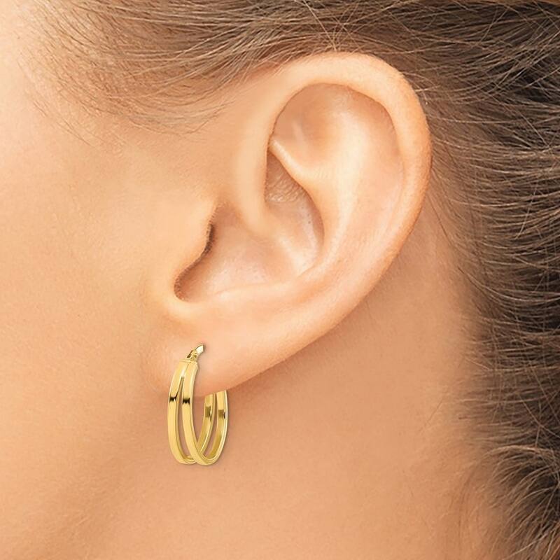Curata 14k Yellow Gold Polished Double Hoop Earrings 19.4x4.3mm