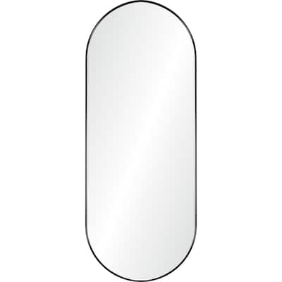 Oval Shape Iron Framed Wall Mirror - 60" - Black and Clear