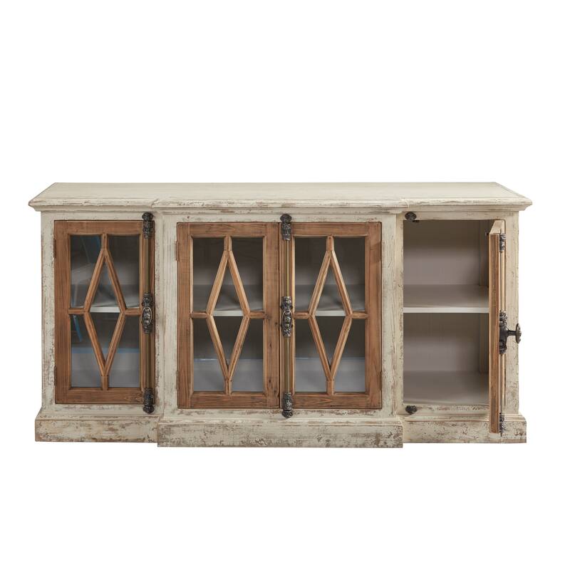 Dove Stalone Shabby Chic 64-inch Glass Front Server