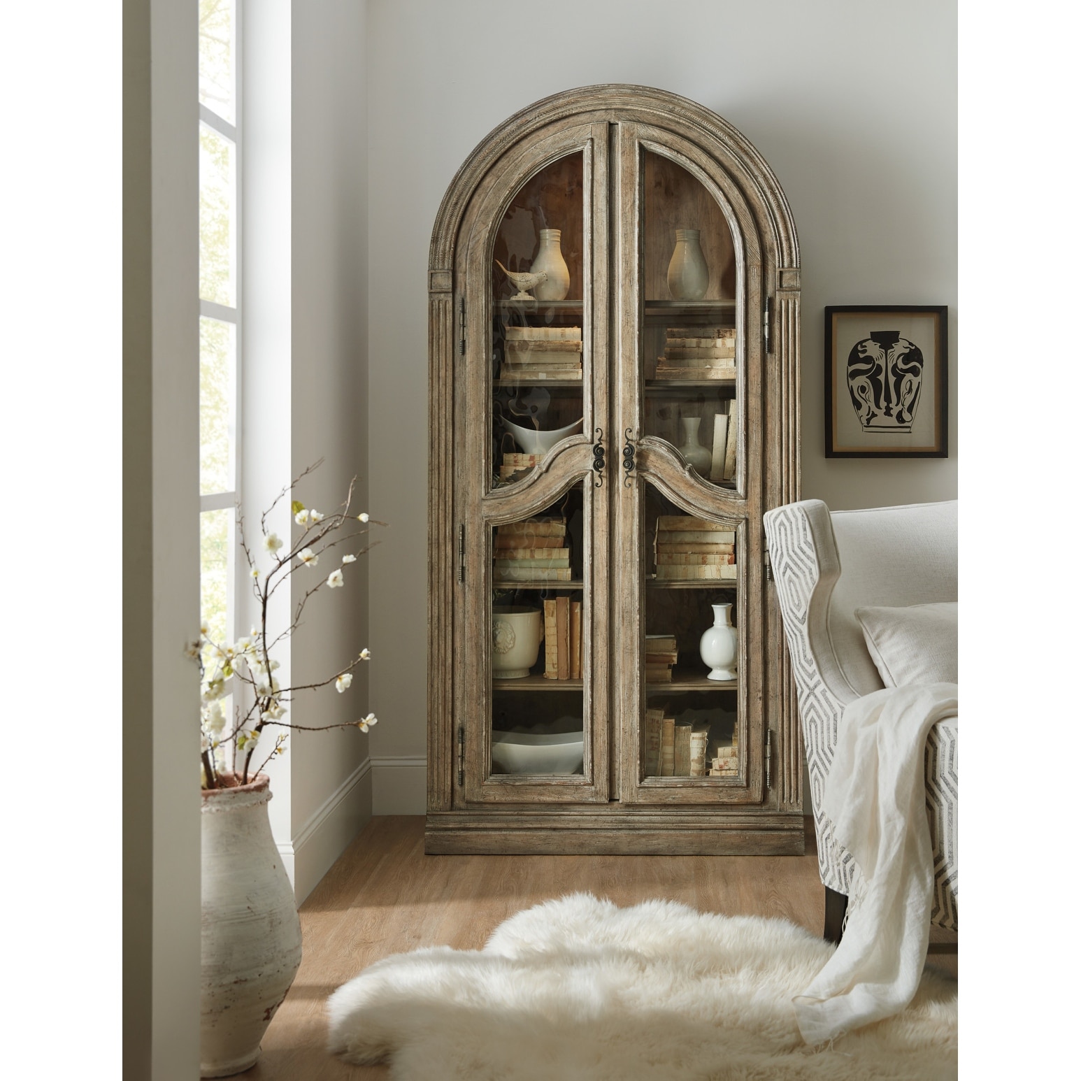 Hooker Furniture Castella 44" Wide Pecan and Wood Display Cabinet