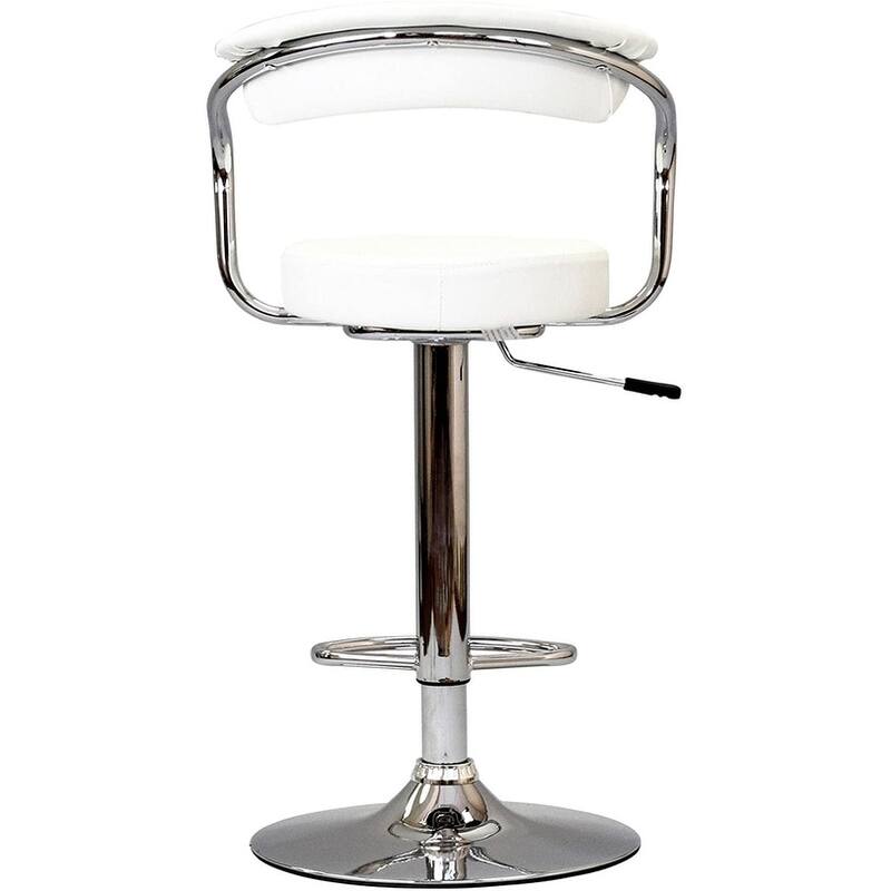 Contemporary Style White Color Bar Stool Counter Height Chairs Set of 2 Adjustable Swivel Kitchen Island Stools
