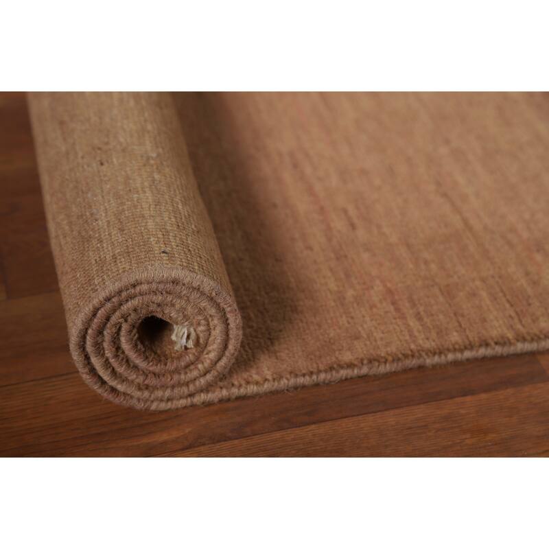 Light Brown Modern Gabbeh Oriental Foyer Rug Hand-Knotted Wool Carpet - 3'3"x 4'10"