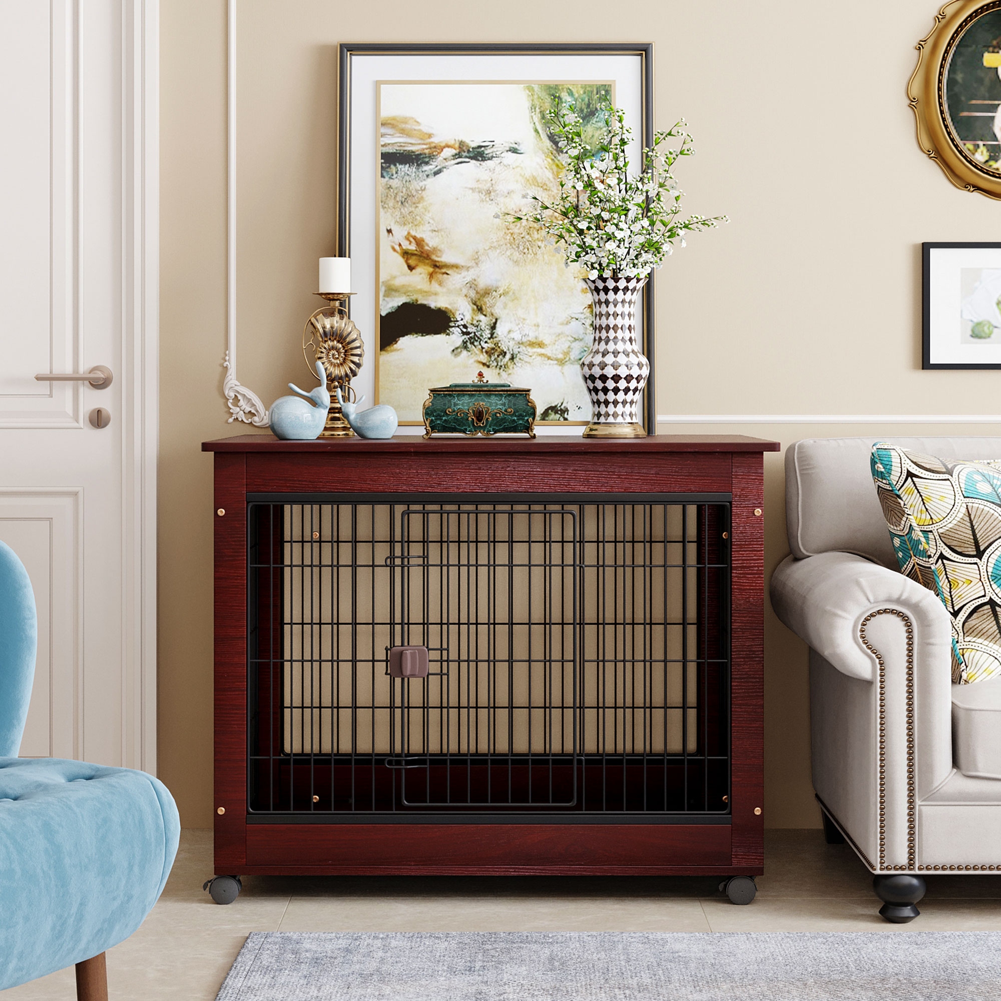 Dog cage wooden frame discount