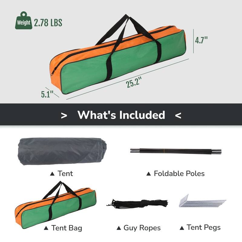 2-Person Waterproof Camping Dome Tent for Outdoor Orange & Green - 1-2 Person