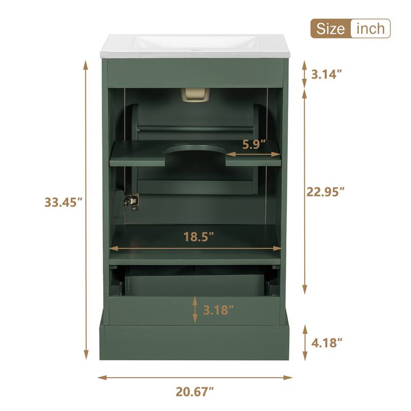 20 Inch Bathroom Vanity with Ceramic Sink
