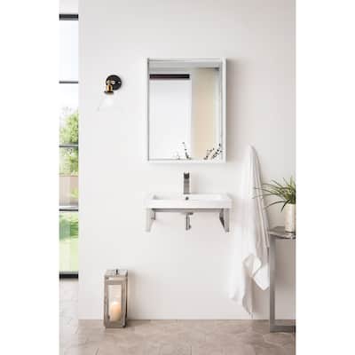 Two Boston 15 1/4" Wall Brackets w/23.6" White Glossy Composite Stone Countertop