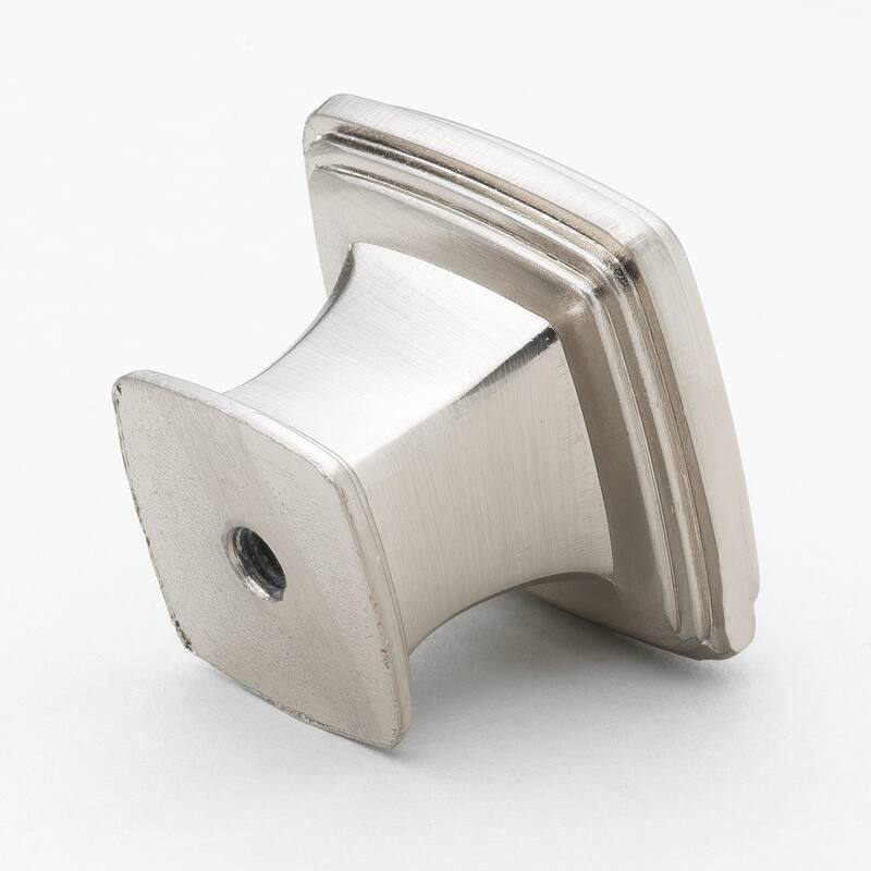 GlideRite 5-Pack 1-1/4 in. Satin Nickel Square Deco Cabinet Knobs - Satin Nickel