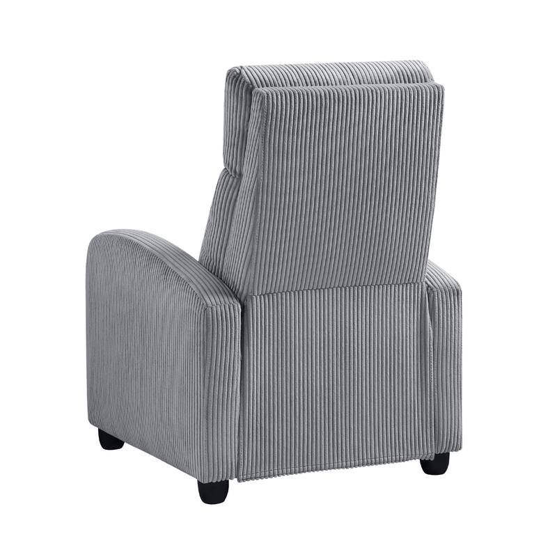 Pary Manual Push Back Reclining Chair with Dark Gray Ribbed Corduroy