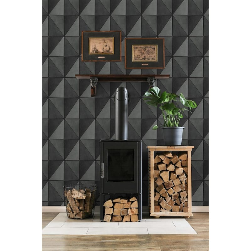 Seabrook Designs Preston Faux Leather Geometric Unpasted Wallpaper