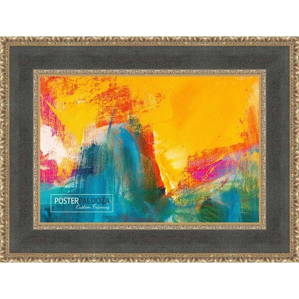 27x36 Distressed/Aged Gold Complete Wood Picture Frame with UV