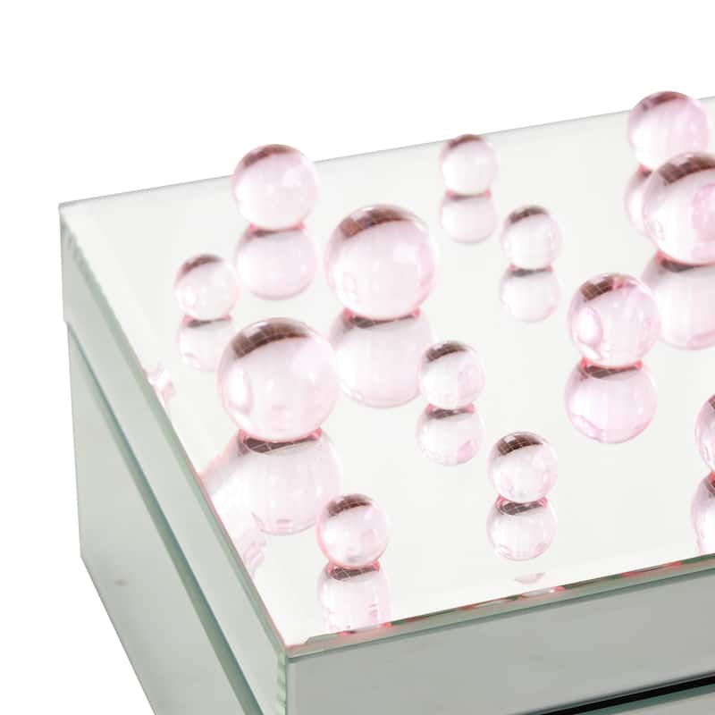 Glass Mirrored Jewelry Box with Pink or Black Bubble Textured Balls - Silver - Roche River Decor