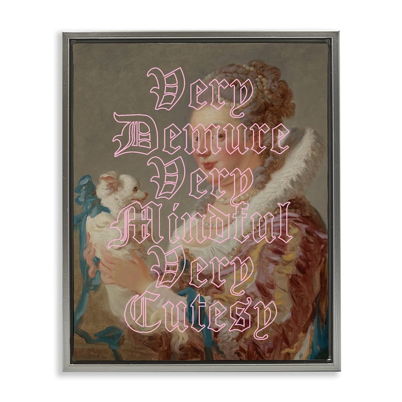 Stupell Trendy Demure & Mindful Classic Framed Floater Canvas Wall Art Design By Lil' Rue - 25 x 31 - Grey