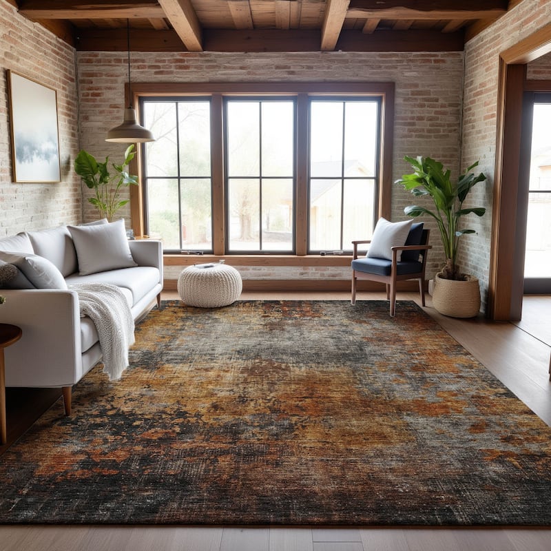 Premium Washable Super Soft Modern Glam Mayfield Rug - Paprika - 3' x 5'