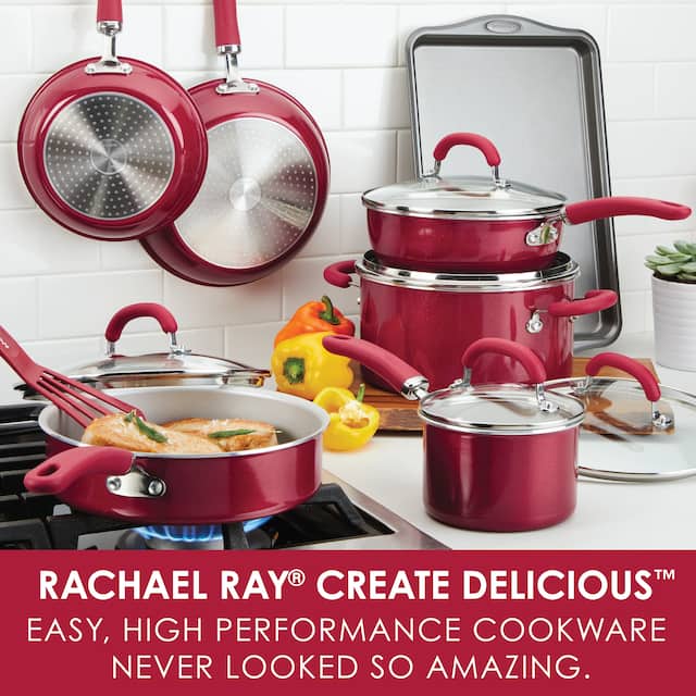 Rachael Ray Aluminum 13-Piece Nonstick Cookware Set - 13 Pc