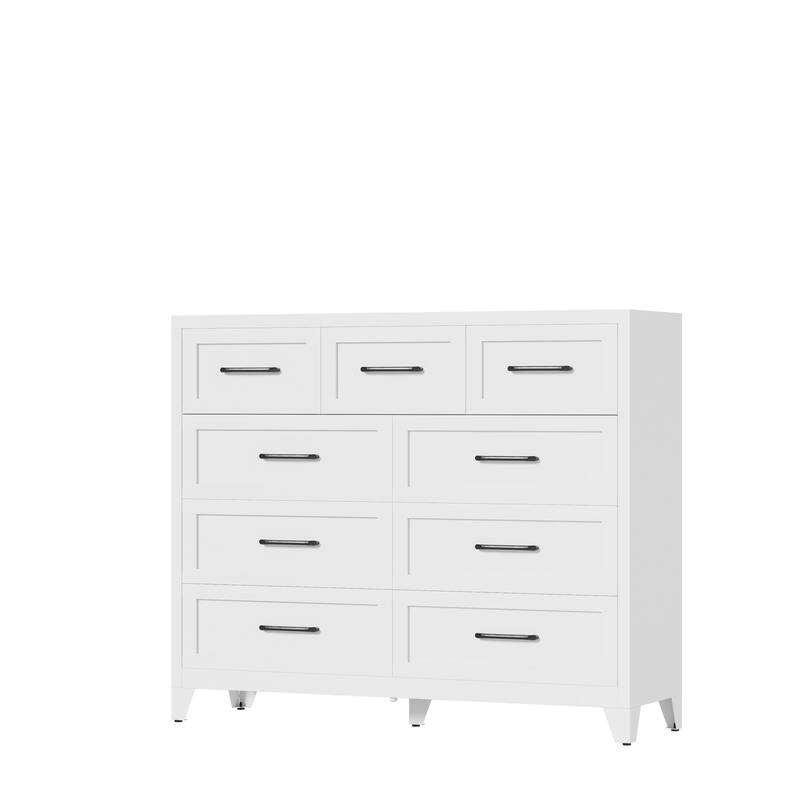 Bedroom Dresser Metal Storage Cabinet with Drawers, Space-Saving Chest of Drawers for Bedroom Living Room Entryway