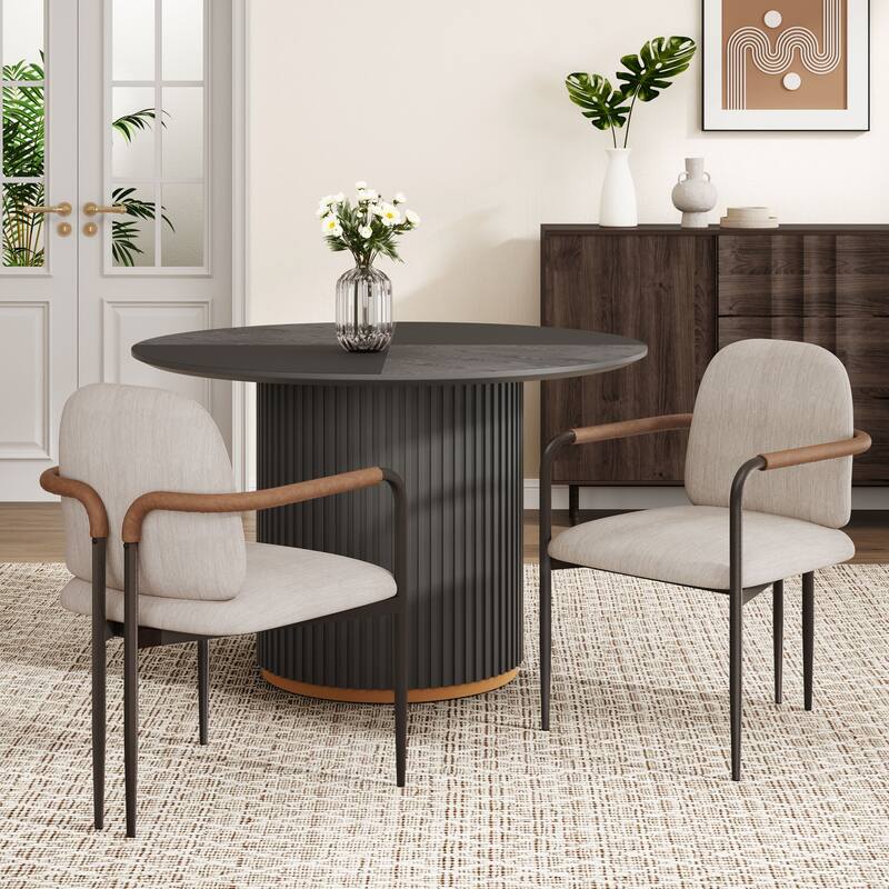 Upholstered Arm Chair Dining Chairs (Set of 2)