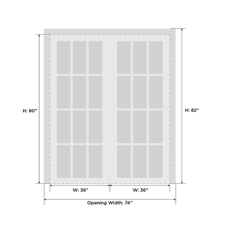 Interior Solid French Double Doors / Mela 0755 Painted White / Wood Interior Solid Panel Frame / Closet Bedroom Modern Doors