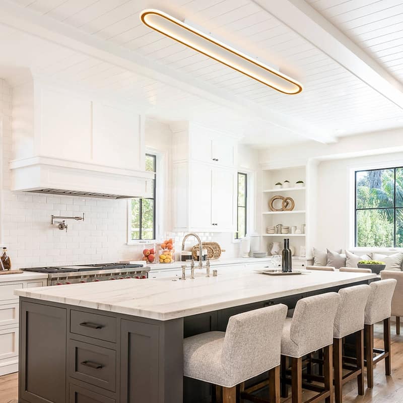 Scandinavian Linear Wood Ring Dimmable LED Flush Mount Light