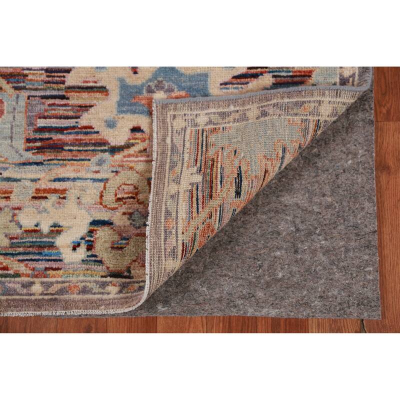 Hand Knotted Oriental 100% Wool Carpet Transitional Floral Multi-Colored Oushak Runner Rug - 19' 4'' X 2' 5''