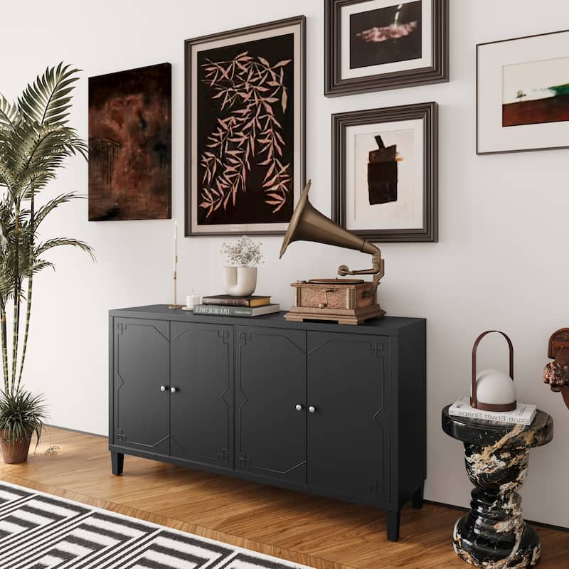 Accent Cabinet 4 Door Wooden Cabinet Sideboard Buffet Server Cabinet Storage Cabinet