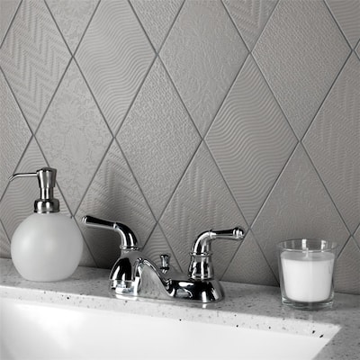 Merola Tile Rhombus Dark Grey 5.5" x 9.5" Porcelain Floor and Wall Tile