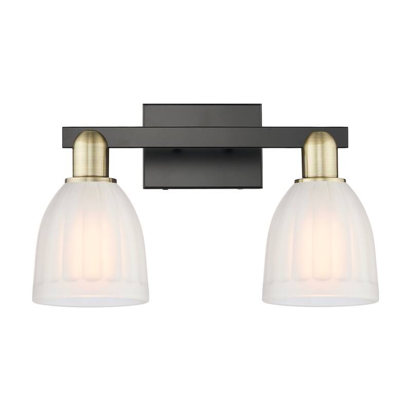Innovations Lighting 716-2W-12-17 Brookfield Vanity Brookfield 2 Light - Black Antique Brass / White