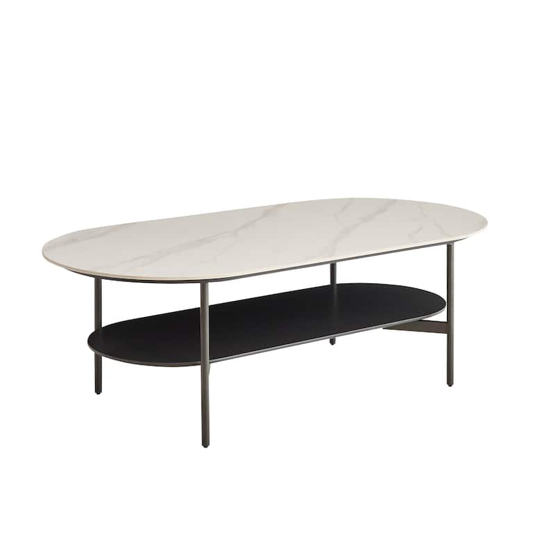 Coffee table ceramic Coffee Table, MDF painting Double Layer Coffee Table for Living Room