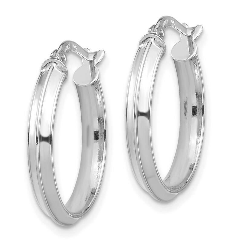 Curata 14k White Gold Polished 3mm Hoop Earrings