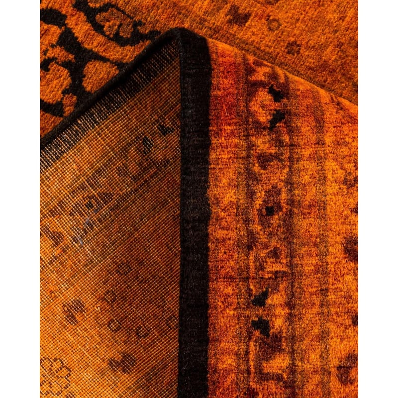 Overton Hand Knotted Wool Vintage Inspired Modern Contemporary Overdyed Orange Runner Rug - 2' 4" x 9' 7"