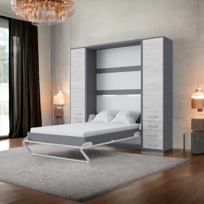 Invento Vertical Wall Bed Full XL with 2 cabinets Bed Bath Beyond 33601730