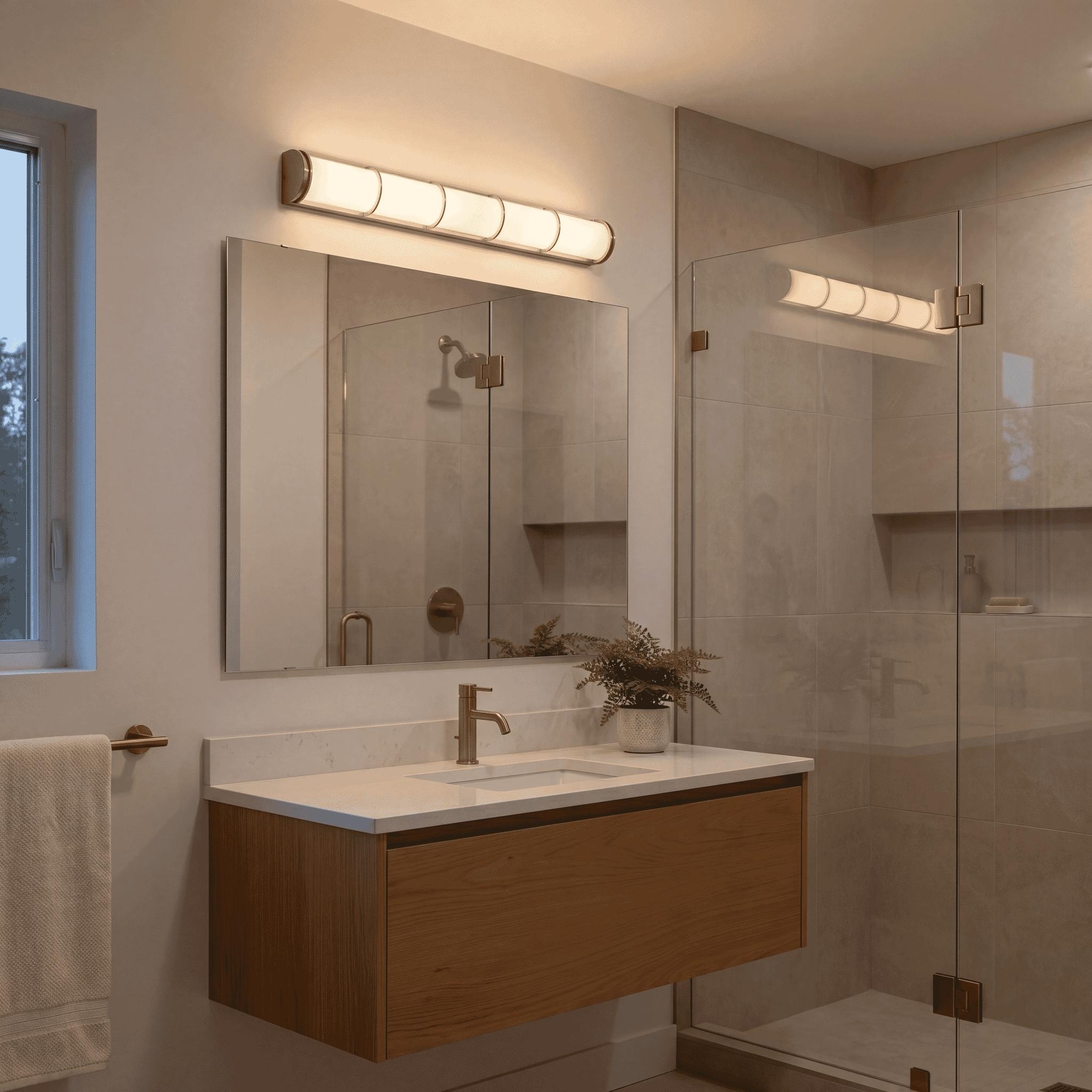 Harper LED Bathroom Vanity Light in Warm Brass