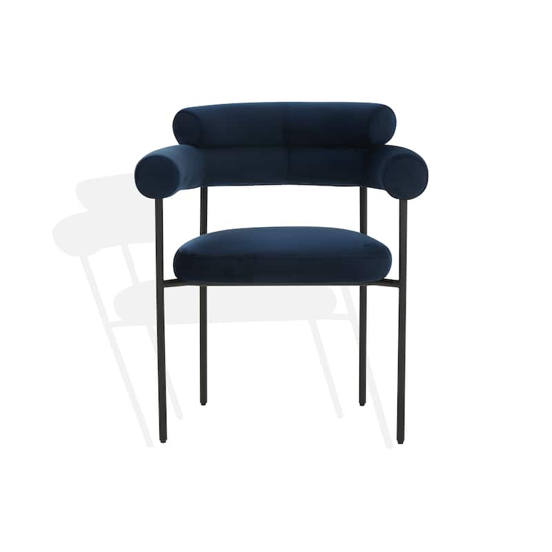SAFAVIEH Couture Frouwe Curved Back Dining Chair (Fully Assembled) - 26Wx21Dx30H - Navy/ Black