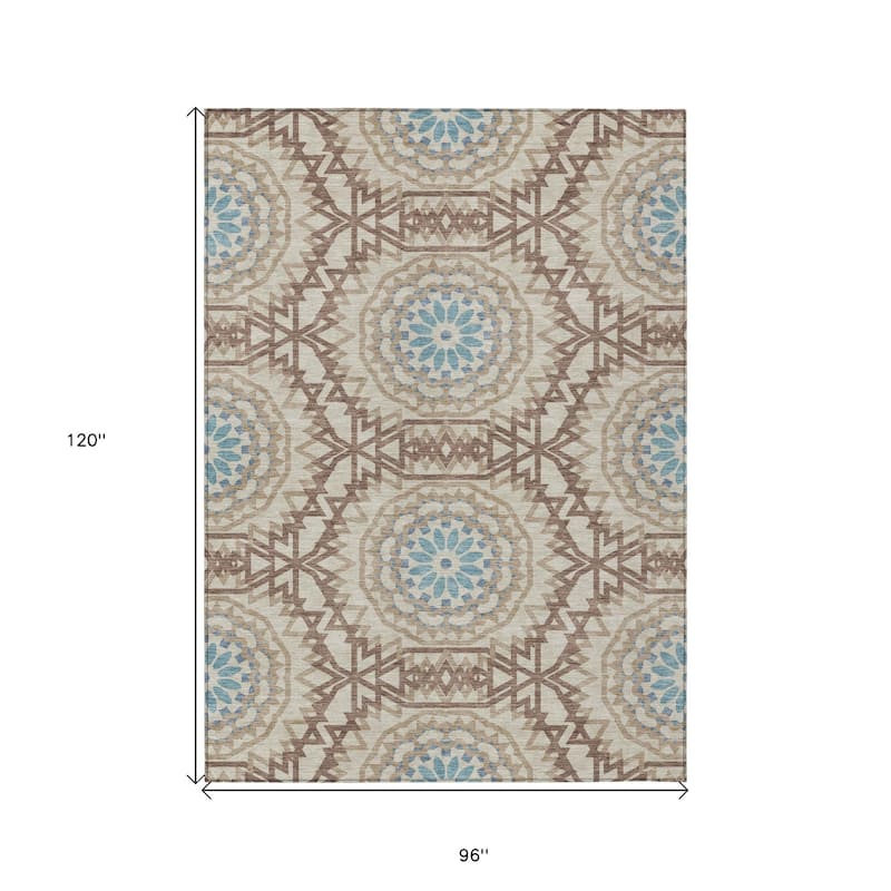HomeRoots Floral Medallion Transitional Rectangle Outdoor Rug