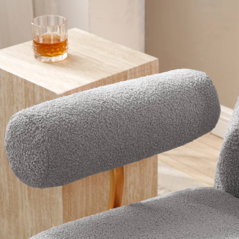 Modern Sherpa Fabric Nursery Rocking Chair, Comfy Armchair with Gold Metal Frame, for Nursery/Bedroom/Living Room/Office