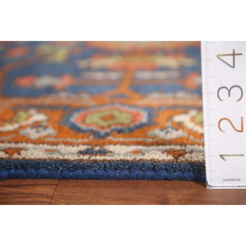Blue Floral Heriz Serapi Indian Accent Rug Handmade Wool Carpet - 3'0"x 5'0"