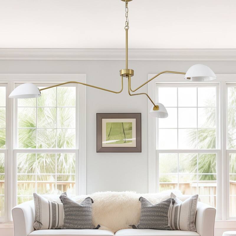 3 Arms Chandelier Mid Modern Chandelier Ceiling Light - Milk White - 32.36in