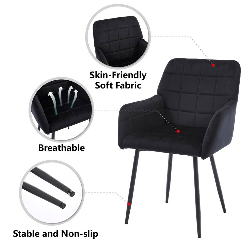Dining Chairs Set of 1 with Armrests - Black