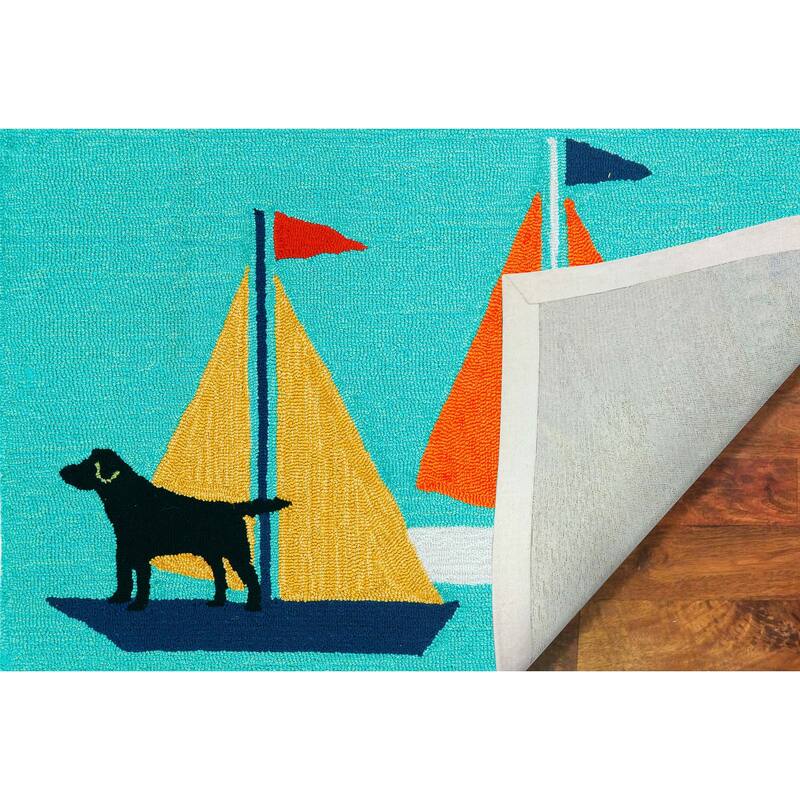 Liora Manne Frontporch Sailing Dog Indoor/Outdoor Rug - 2' x 5'