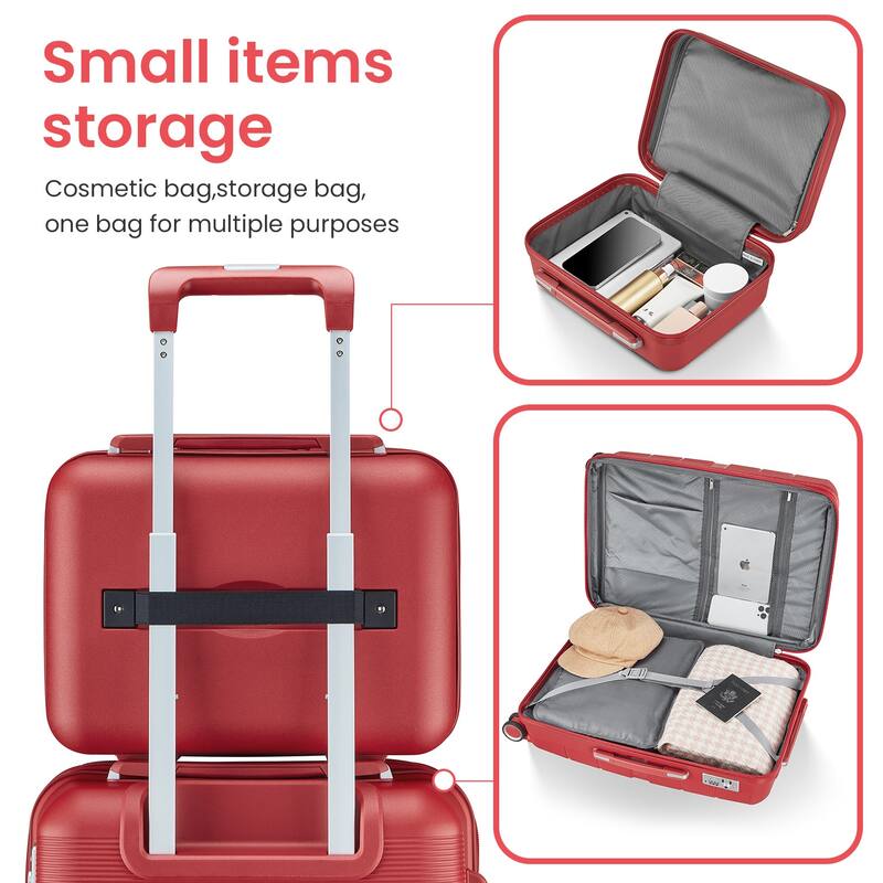 Luggage 4 Piece Sets, Expandable Carry On Luggage Set Hardshell PP, Suitcase Set with Wheels and Adjustable 3-level Handle