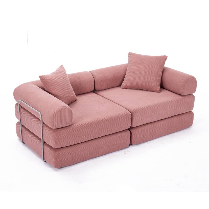 Modular Couch Sofa Bed, Convertible Design with Removable Armrests,Folding Mattress Couch for Small Spaces ,No Assembly