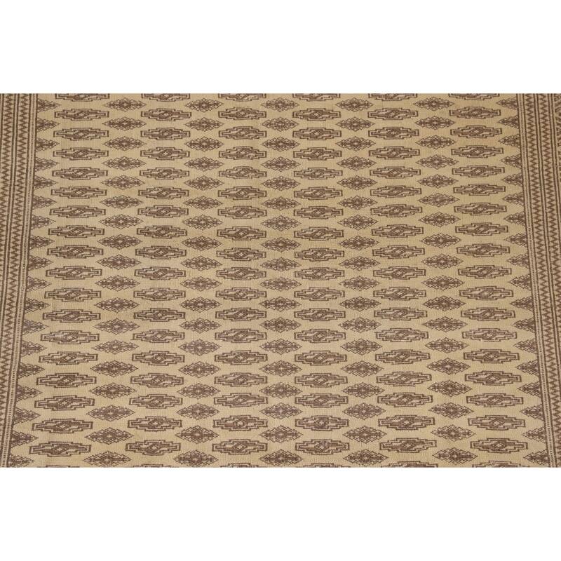 Geometric Turkoman Persian Vintage Area Rug Hand-Knotted Wool Carpet - 6'7"x 9'8"
