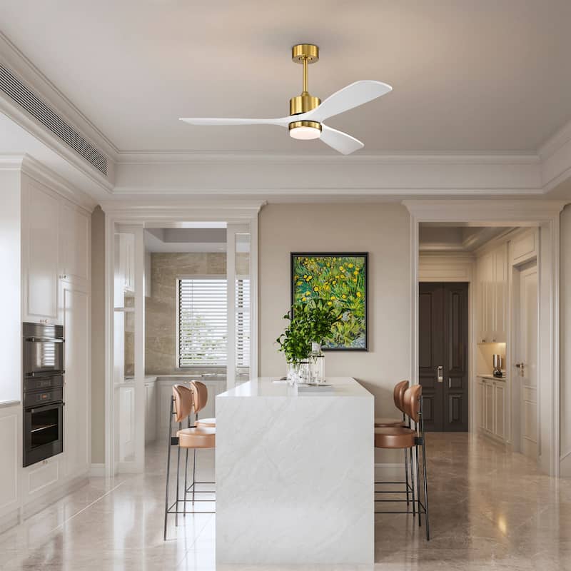 Tariq 52-inch Solid Wood and Metal Lighted Ceiling Fan with LED Lighting