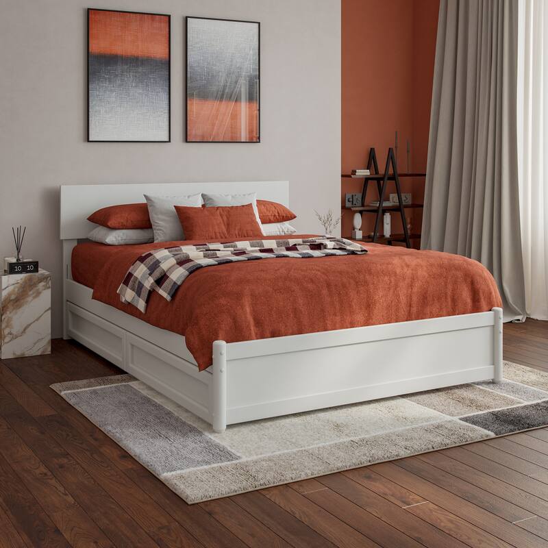 Wesley Platform Bed with Panel Footboard and Storage Drawers