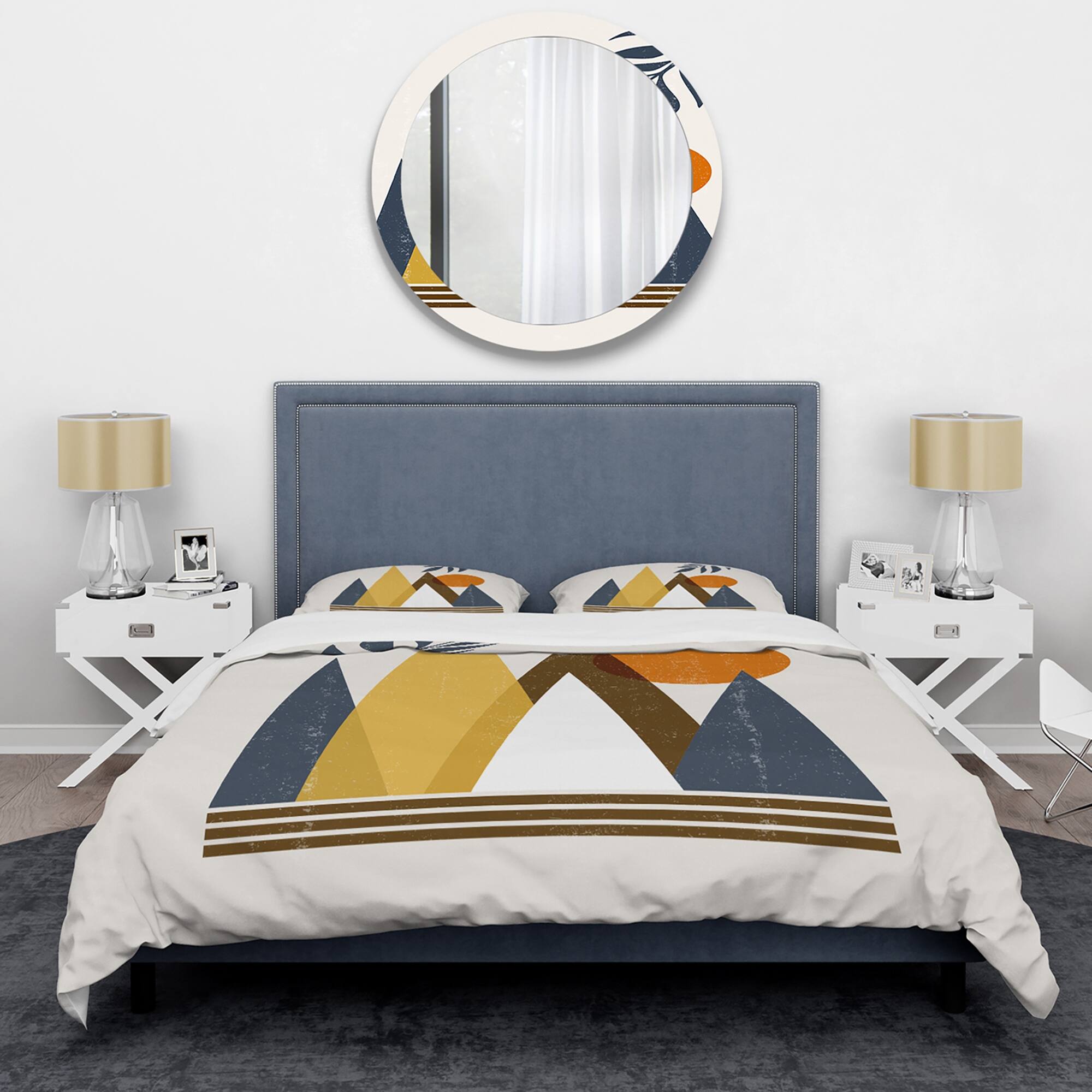 Designart 'Abstract Sun and Moon In Mountains I' Modern Duvet Cover Set ...