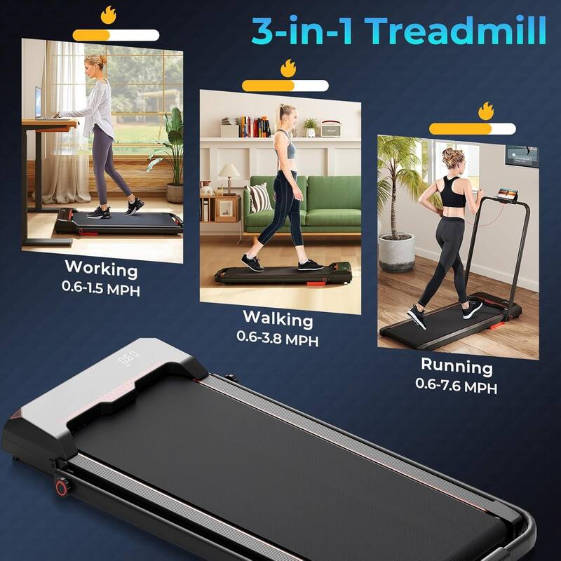 3 in 1 Folding Treadmill Under Desk Walking Pad