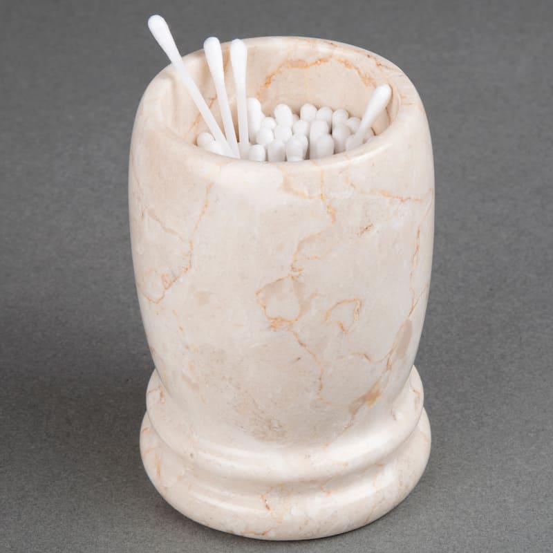 Creative Home Double Rings Collection Champagne Marble Tumbler, Toothbrush Holder, Makeup Brush Organizer - Beige
