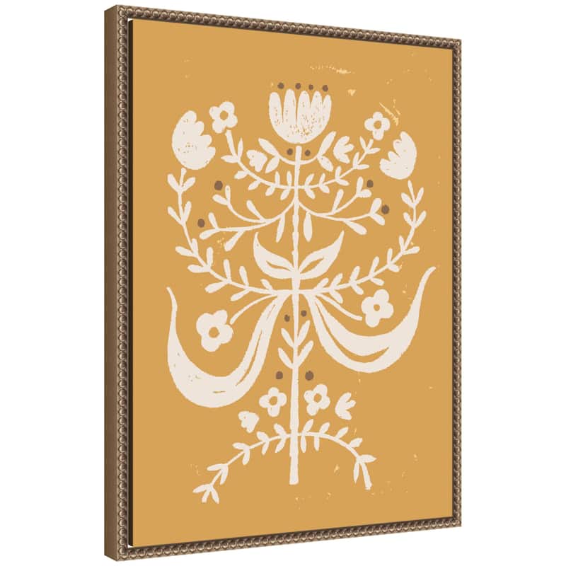 Kate and Laurel Bungalow Charm Golden Rod by Vicky Yorke Framed Canvas Wall Art Print - 18 x 24