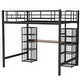 preview thumbnail 9 of 20, Full Size Metal Loft Bed with Built-in Ladder, Desk and Mesh Shelves, Kids Teens Bed Frame with Full-Length Guardrails